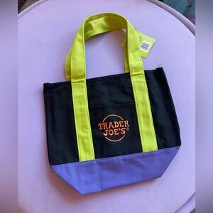 Trader Joe's Black purple green Halloween Tote Bag small nwt